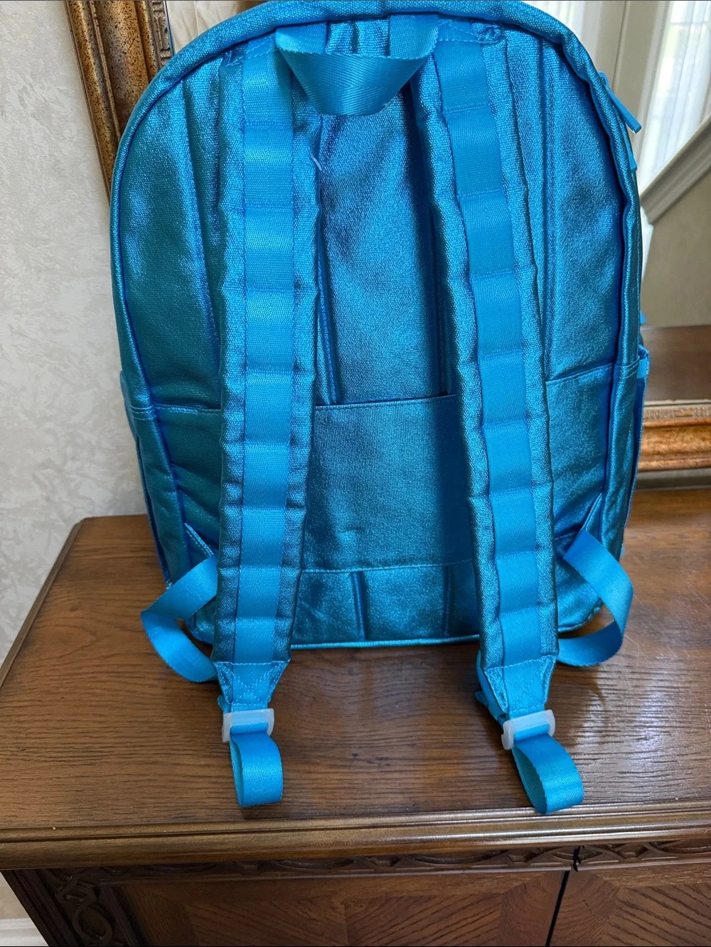 STATE Teal Metallic Kane Kids Large Backpack.